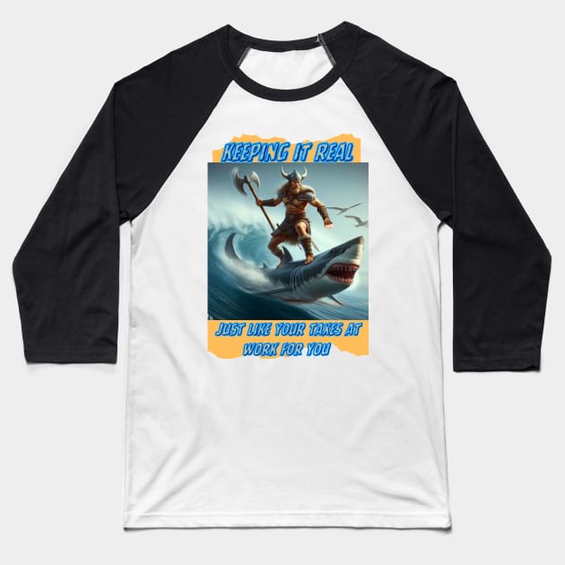 VIKINGS JUMPING SHARKS T-Shirts GOVERNMENTS HELPING PEOPLE Baseball T-Shirt by SailorsDelight